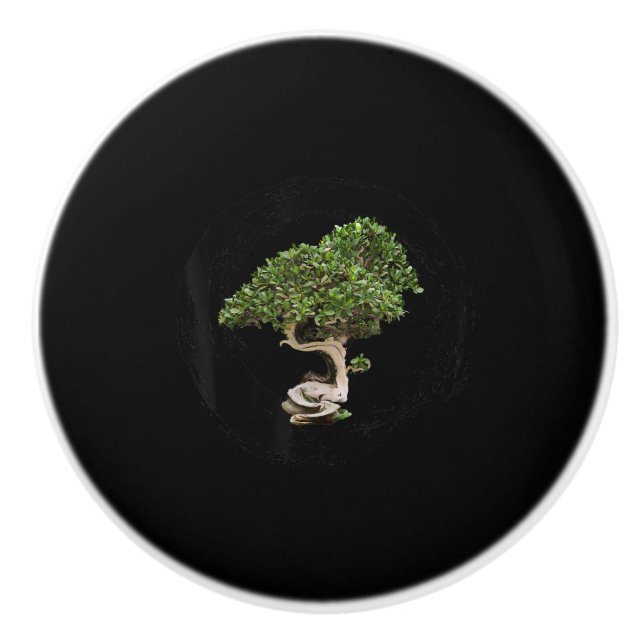 Bonsai Baum enso Kreis Kalligrafie zen Keramikknauf (Vorderseite)