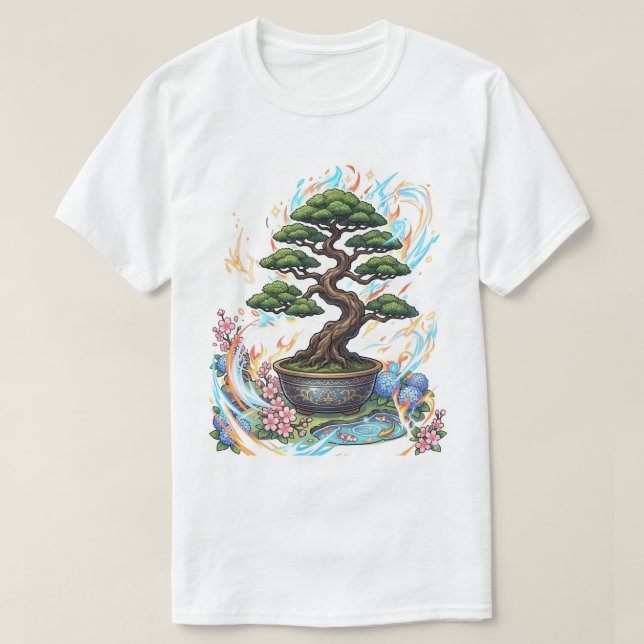 Bonsai-Baum im Anime-Stil Grafik. T-Shirt (Design vorne)