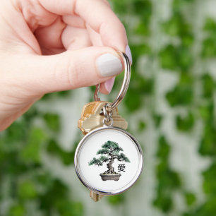 Bonsai-Baum im Sumi-e-Stil japanische Liebes-Kalli Schlüsselanhänger
