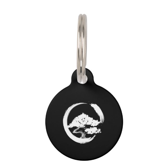 Bonsai-Baum-Kalligrafie-Kreis japanischer Garten Haustiermarke (Vorderseite)