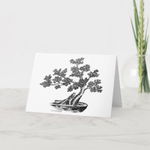 Bonsai - chinesischer Stil - schwarz und weiß Karte
