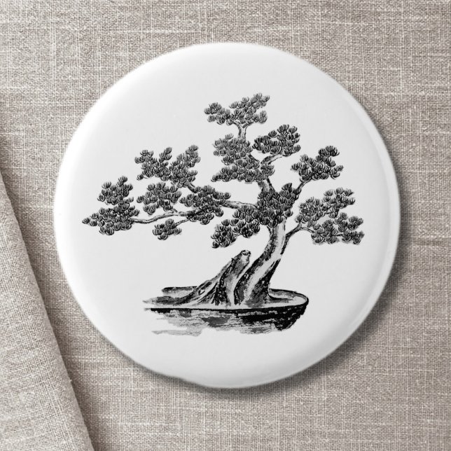 Bonsai - Chinesischer Stil - Schwarzweiß Button (Von Creator hochgeladen)