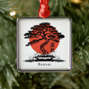 Bonsai Japanisches Kanji Personalisiert Ornament Aus Metall