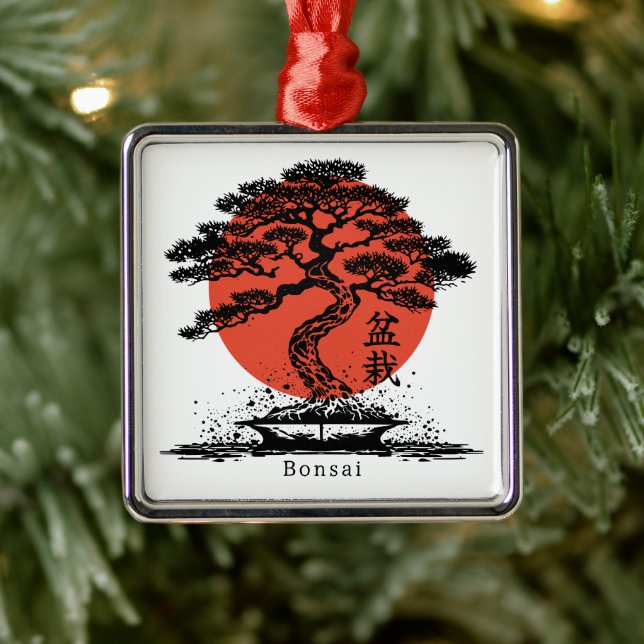 Bonsai Japanisches Kanji Personalisiert Ornament Aus Metall (Baum)