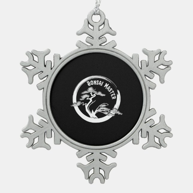 bonsai master japanisch bonsai tree art circle schneeflocken Zinn-Ornament (Vorderseite)