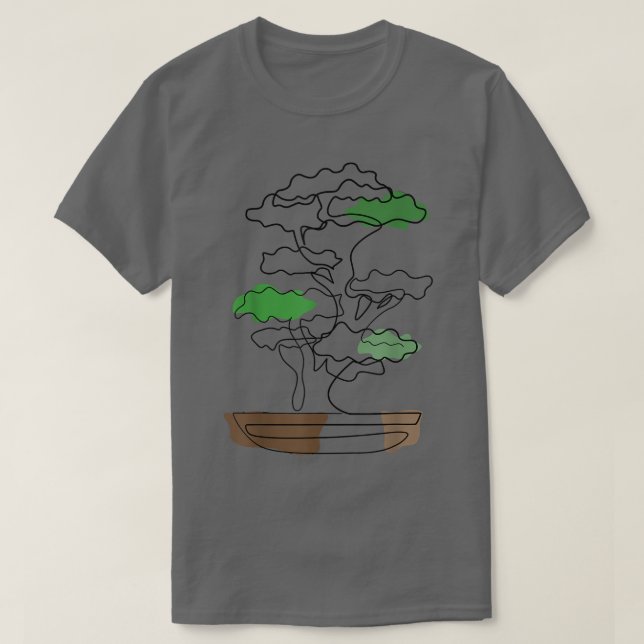 Bonsai Motif Hand Drawn Tree Zen Linie Zeichn T-Shirt (Design vorne)