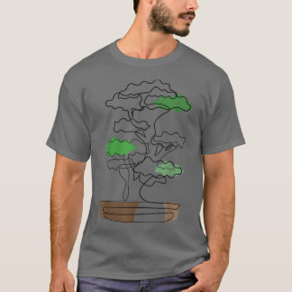 Bonsai Motif Hand Drawn Tree Zen Linie Zeichn T-Shirt