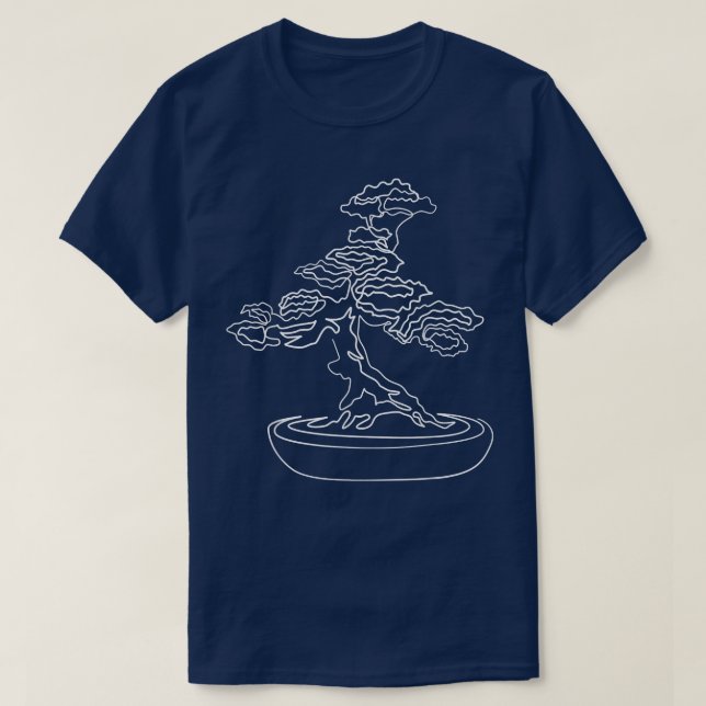 Bonsai Motif Hand Drawn Tree Zen Linie Zeichn T-Shirt (Design vorne)