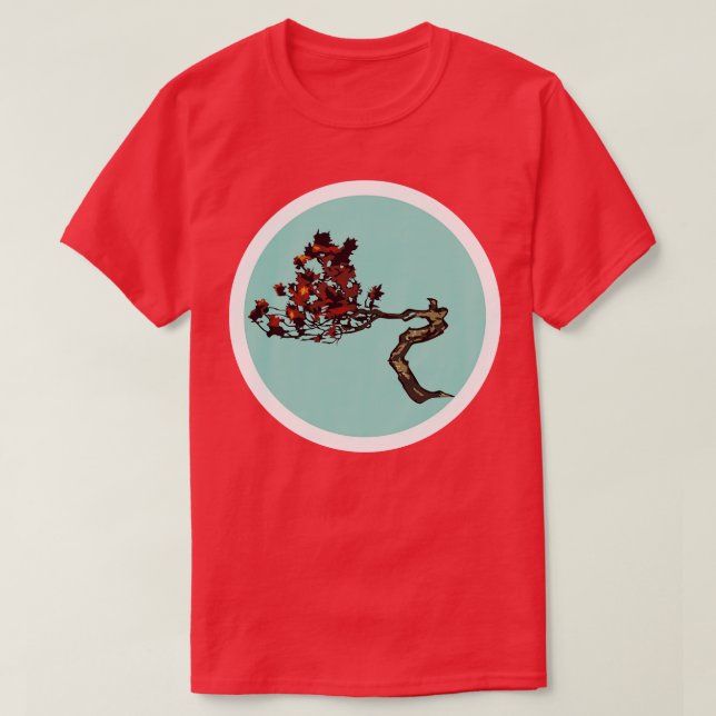Bonsai Red auf Green T-Shirt (Design vorne)
