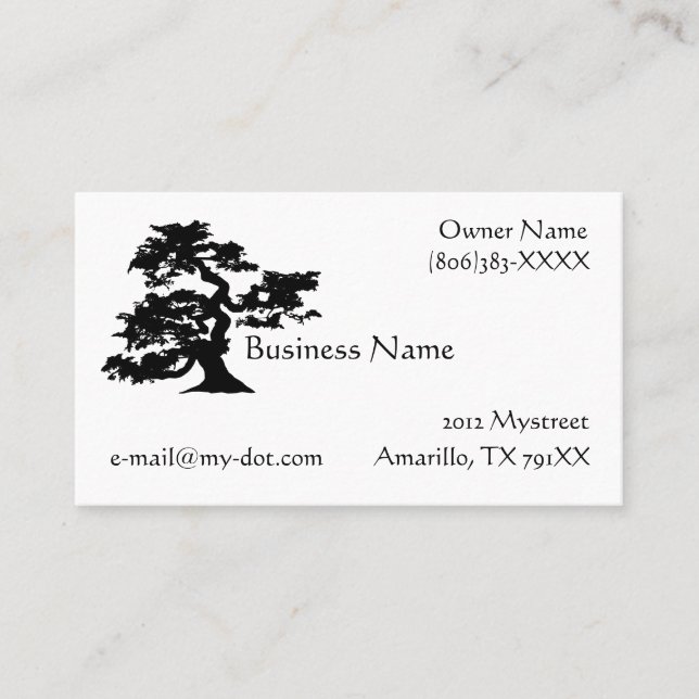 Bonsai Silhouette Business Card Visitenkarte (Vorderseite)