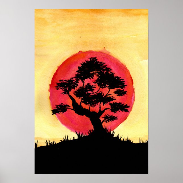 Bonsai Sunset Poster (Vorne)