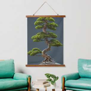 Bonsai Tapestry Wandteppich Mit Holzrahmen