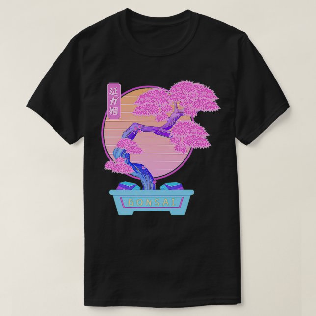 Bonsai Tree Ästhetische Vaporwave Retrowave Style  T-Shirt (Design vorne)