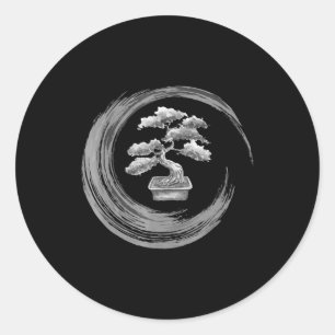 bonsai tree enso circle buddhist zen Kalligraphie Runder Aufkleber