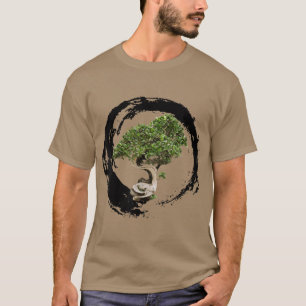 Bonsai Tree Enso Circle Calligraphy Zen T-Shirt
