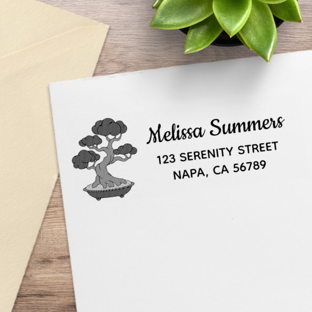 Bonsai Tree in a Tray Return Address, Etched Gummistempel (Von Creator hochgeladen)