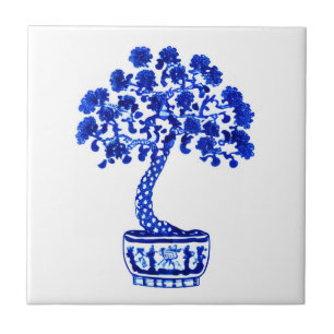 Bonsai Tree in Cobalt Blue und White Fliese