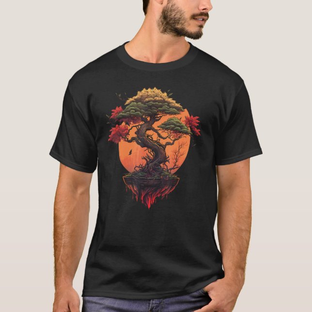 Bonsai Tree In Japanese Zen Buddhist Enso Circle 1 T-Shirt (Vorderseite)