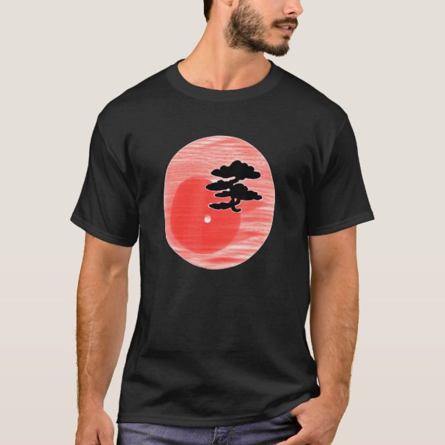 Bonsai Tree Japanese Calligraphy Zen Gardens Aesth T-Shirt (Vorderseite)
