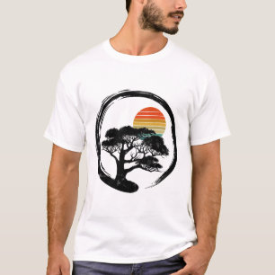 Bonsai Tree Japanese Sun Retro Geschenk buddhistis T-Shirt