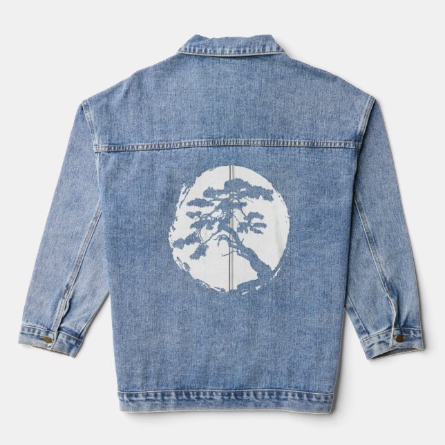 Bonsai Tree Japanese Zen Master Zip Jeansjacke (Rückseite)