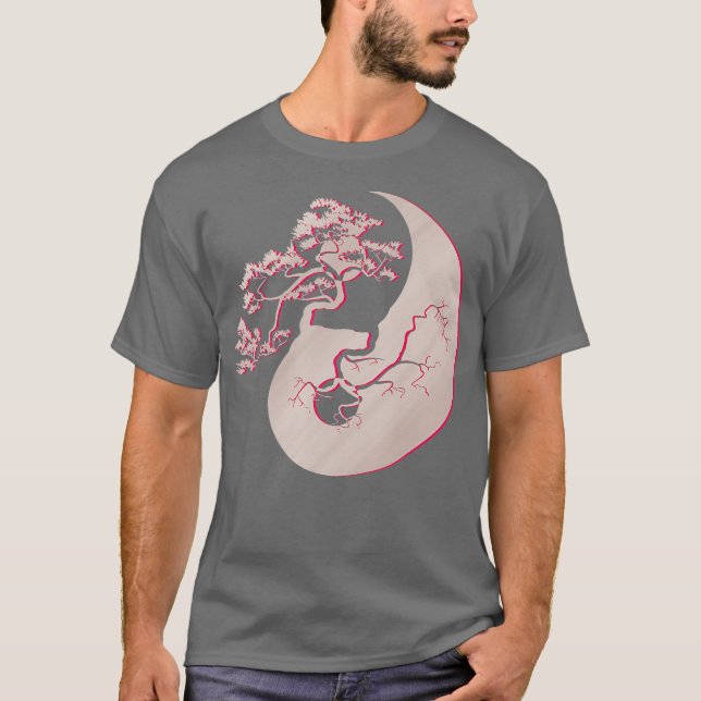 Bonsai Tree Japanische Tradition Yin Yang Zen Yoga T-Shirt (Vorderseite)