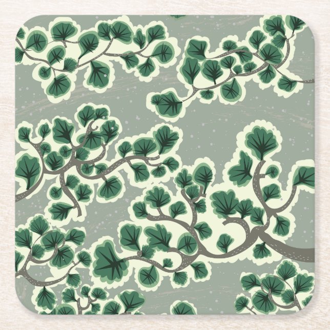 Bonsai Tree Pattern Rechteckiger Pappuntersetzer (Vorderseite)