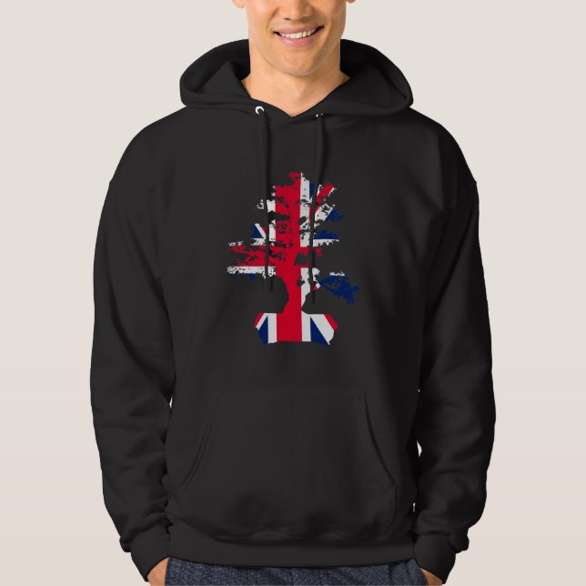 Bonsai Tree UK Flag Graphic Bonsai Mud Men Women Hoodie (Vorderseite)