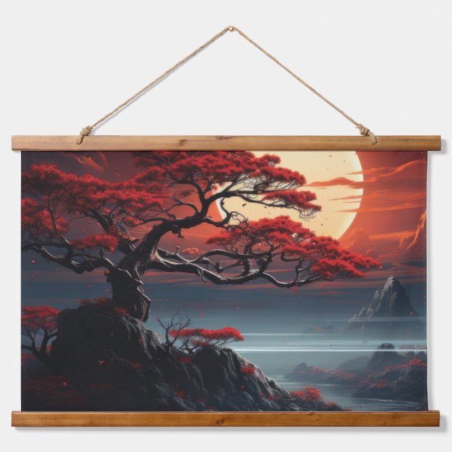 Bonsai Tree Wandteppich Mit Holzrahmen (Vorne)