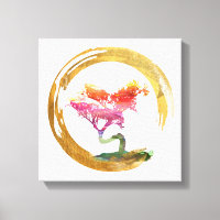 Bonsai Tree. Zen Enso Circle. Aquarellkunst