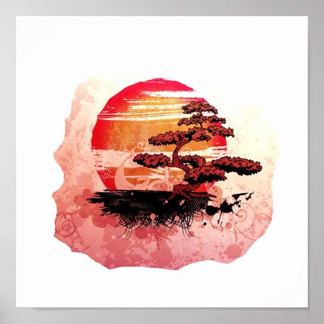 Bonsai Vintag Graphic Cool Red Version Poster (Vorne)
