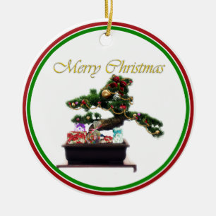 Bonsai‑Weihnachtsbaum Keramik Ornament