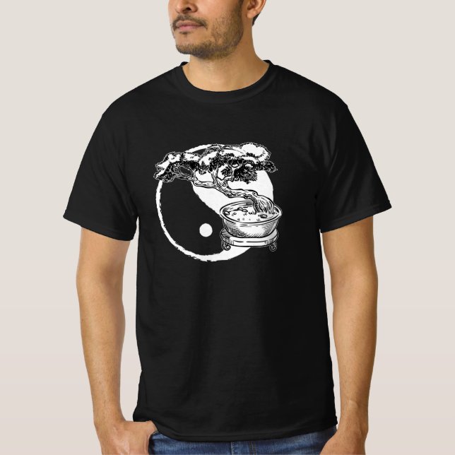 Bonsai Ying Yang Tree Zen T-Shirt (Vorderseite)