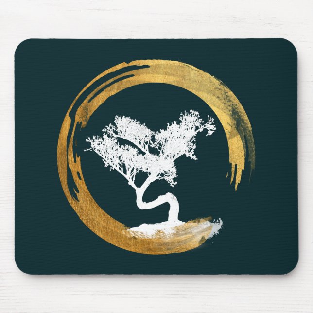 Bonsais-Baum. Zen Enso Circl. Feng Shui Mousepad (Vorne)