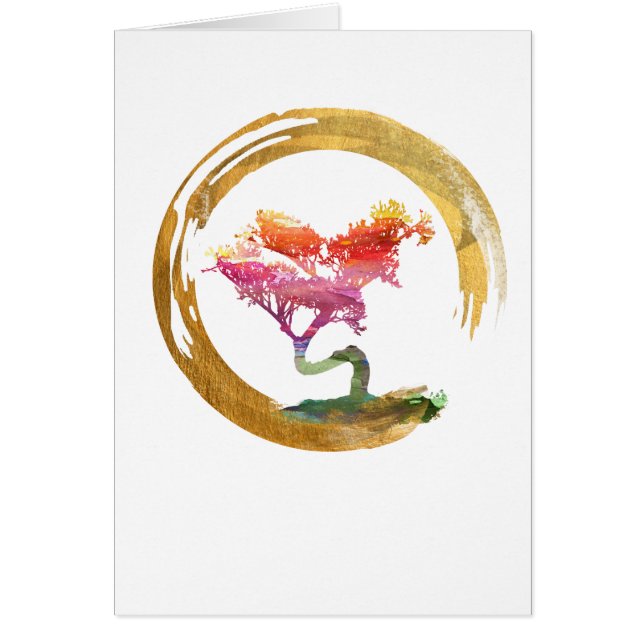 Bonsais-Baum. Zen Enso Kreis. Aquarell Feng Shui (Vorne)