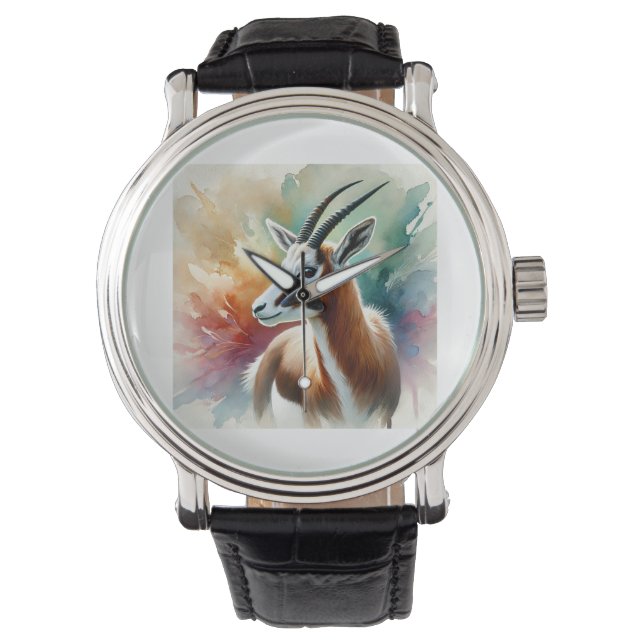 Bontebok in watercolor 220924AREF116 - Watercolor Armbanduhr (Vorderseite)