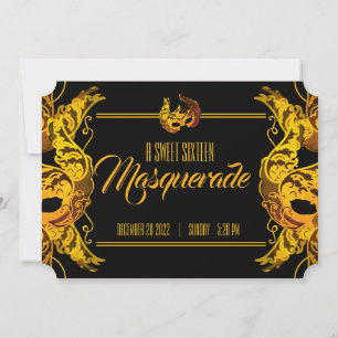 Bonus 16 BIRTHDAY MASQUERADE Goldkarte Einladung