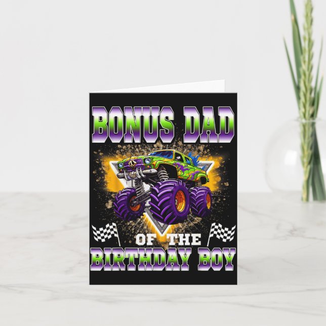 Bonus Dad Of The Birthday Boy Monster Truck Birthd Karte (Vorderseite)