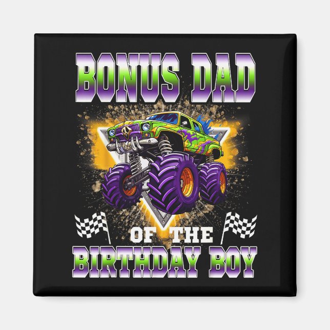 Bonus Dad Of The Birthday Boy Monster Truck Birthd Magnet (Vorne)