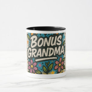 Bonus Grandma Tasse-Floral & Fun-Geschenk Tasse