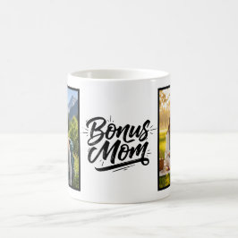 Bonus-Mama-Bürstenschrift Zwei-Foto Kaffeetasse