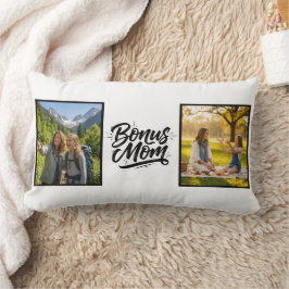 Bonus-Mama-Bürstenschrift Zwei-Foto-Kissen Lendenkissen