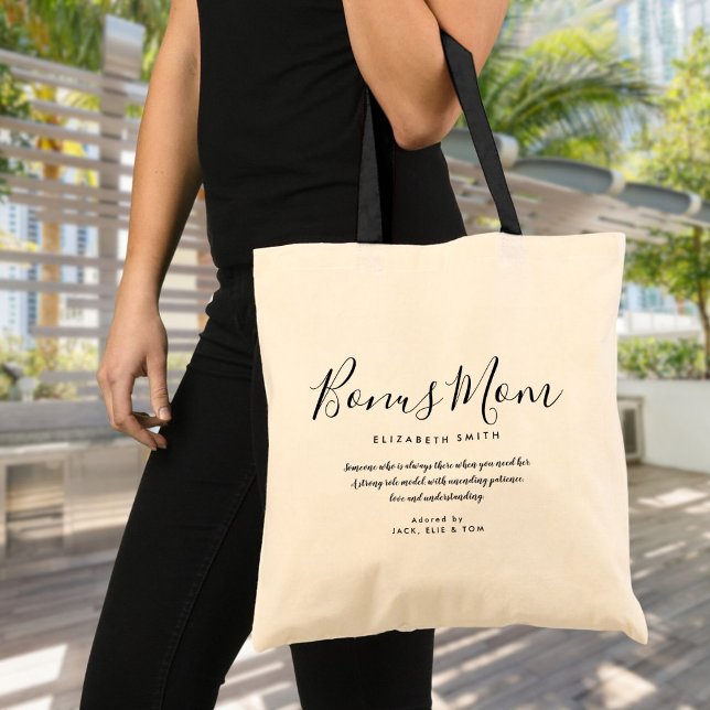 Bonus Mama Elegantes Script Stepmutt Quote Tote Ta Tragetasche (Bonus Mom Elegant Script Stepmom Quote Tote Bag)