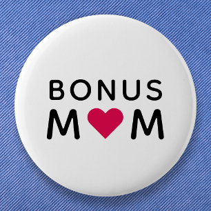 Bonus-Mama   Modern Pink Heart Mother Day Button