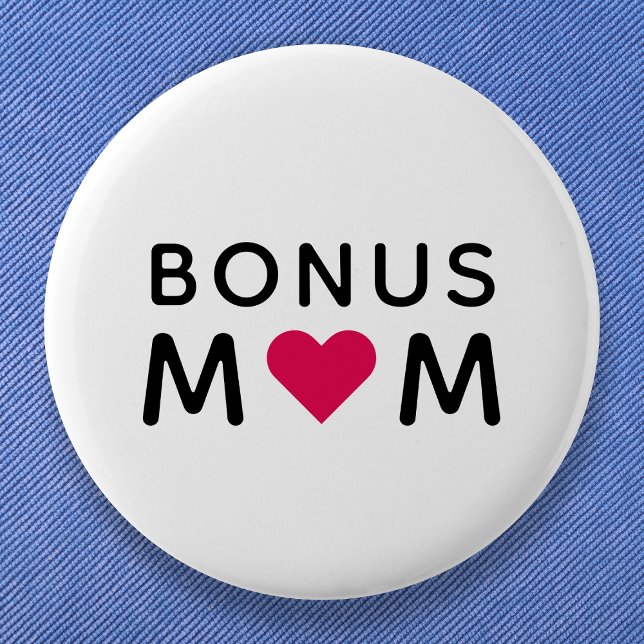 Bonus-Mama | Modern Pink Heart Mother Day Button (Von Creator hochgeladen)