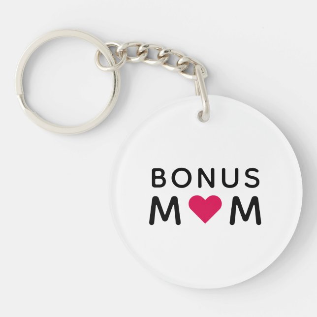 Bonus-Mama | Modern Pink Heart Mother Day Schlüsselanhänger (Vorderseite)
