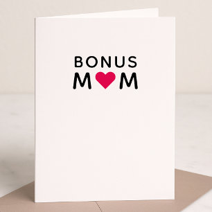 Bonus-Mama Modern Rosa Herz Muttertag Karte