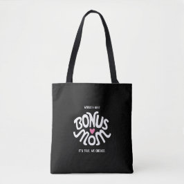 Bonus Mama Weiß & Rosa Design auf Schwarz-Tote-Tas