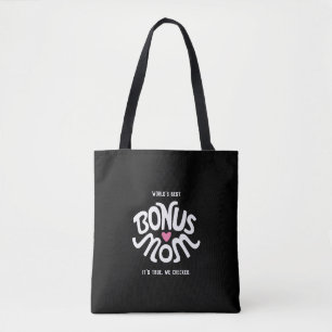 Bonus Mama Weiß & Rosa Design auf Schwarz-Tote-Tas