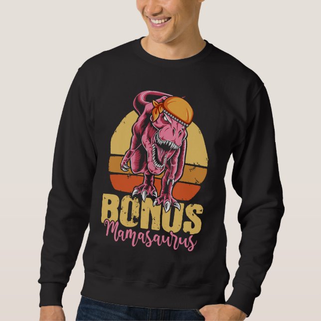 Bonus Mamasaurus Stiefmutter Familienmitglied Sweatshirt (Vorderseite)
